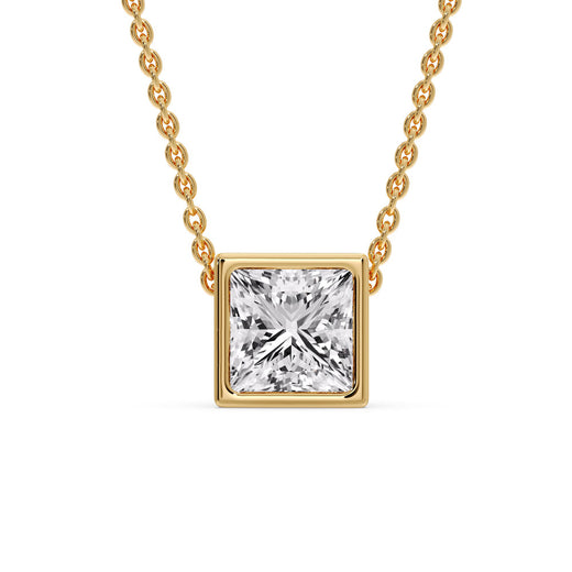 Princess Diamond Bezel Set Solitaire Pendant