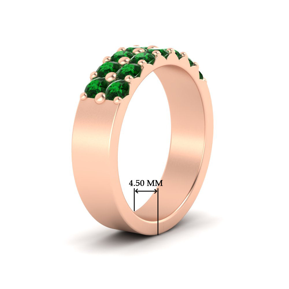 sparkle-two-line-1-ct-emerald-wedding-band-in-rose-gold-FD11382BGEMGRANGLE2-1.00CT-NL-RG-HW