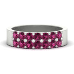 Load image into Gallery viewer, sparkle-two-line-1-ct-pink-sapphire-wedding-band-in-white-gold-FD11382BGSADRPI-1.00CT-NL-WG
