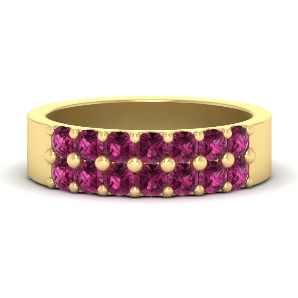 sparkle-two-line-1-ct-pink-sapphire-wedding-band-in-yellow-gold-FD11382BGSADRPI-1.00CT-NL-YG