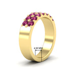 Load image into Gallery viewer, sparkle-two-line-1-ct-pink-sapphire-wedding-band-in-yellow-gold-FD11382BGSADRPIANGLE2-1.00CT-NL-YG-HW
