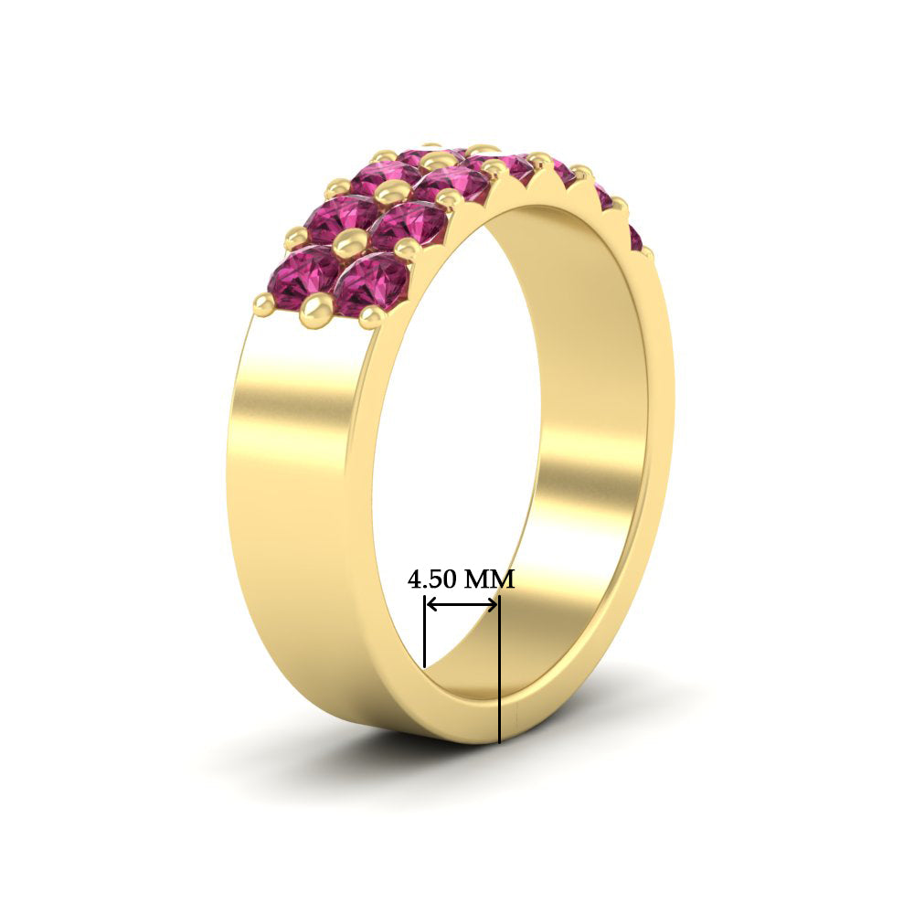 sparkle-two-line-1-ct-pink-sapphire-wedding-band-in-yellow-gold-FD11382BGSADRPIANGLE2-1.00CT-NL-YG-HW