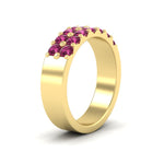 Load image into Gallery viewer, sparkle-two-line-1-ct-pink-sapphire-wedding-band-in-yellow-gold-FD11382BGSADRPIANGLE2-1.00CT-NL-YG
