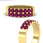 Load image into Gallery viewer, sparkle-two-line-1-ct-pink-sapphire-wedding-band-in-yellow-gold-FD11382BGSADRPIANGLE3-1.00CT-NL-YG
