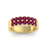 Load image into Gallery viewer, sparkle-two-line-1-ct-pink-sapphire-wedding-band-in-yellow-gold-FD11382BGSADRPIANGLE5-1.00CT-NL-YG
