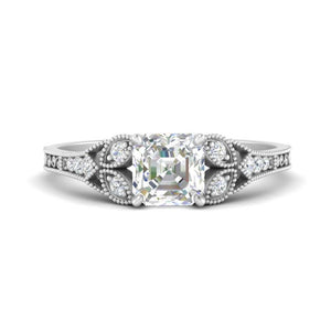 Split Band Antique Asscher Cut Lab Engagement Ring
