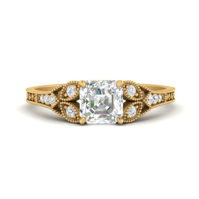 Split Band Antique Asscher Cut Lab Engagement Ring