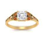 Load image into Gallery viewer, split-band-antique-asscher-cut-orange-sapphire-engagement-ring-in-yellow-gold-FD9816ASRGSAOR-NL-YG
