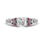 Load image into Gallery viewer, split-band-antique-asscher-cut-pink-sapphire-engagement-ring-in-white-gold-FD9816ASRGSADRPI-NL-WG
