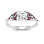 Load image into Gallery viewer, split-band-antique-asscher-cut-pink-sapphire-engagement-ring-in-white-gold-FD9816ASRGSADRPI-NL-WG