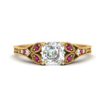 Load image into Gallery viewer, split-band-antique-asscher-cut-pink-sapphire-engagement-ring-in-yellow-gold-FD9816ASRGSADRPI-NL-YG
