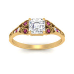 Load image into Gallery viewer, split-band-antique-asscher-cut-pink-sapphire-engagement-ring-in-yellow-gold-FD9816ASRGSADRPI-NL-YG
