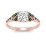 Load image into Gallery viewer, split-band-antique-cushion-cut-emerald-engagement-ring-in-rose-gold-FD9816CURGEMGR-NL-RG
