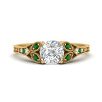 Load image into Gallery viewer, split-band-antique-cushion-cut-emerald-engagement-ring-in-yellow-gold-FD9816CURGEMGR-NL-YG
