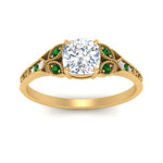 Load image into Gallery viewer, split-band-antique-cushion-cut-emerald-engagement-ring-in-yellow-gold-FD9816CURGEMGR-NL-YG
