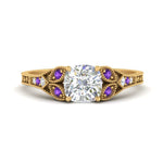 Load image into Gallery viewer, split-band-antique-cushion-cut-purple-topaz-engagement-ring-in-yellow-gold-FD9816CURGVITO-NL-YG
