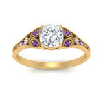 Load image into Gallery viewer, split-band-antique-cushion-cut-purple-topaz-engagement-ring-in-yellow-gold-FD9816CURGVITO-NL-YG
