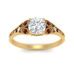 Load image into Gallery viewer, split-band-antique-cushion-cut-ruby-engagement-ring-in-yellow-gold-FD9816CURGRUDR-NL-YG
