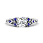 Load image into Gallery viewer, split-band-antique-cushion-cut-sapphire-engagement-ring-in-white-gold-FD9816CURGSABL-NL-WG
