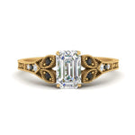 Load image into Gallery viewer, split-band-antique-emerald-cut-black-diamond-engagement-ring-in-yellow-gold-FD9816EMRGBLACK-NL-YG
