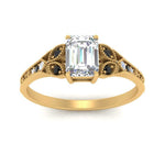 Load image into Gallery viewer, split-band-antique-emerald-cut-black-diamond-engagement-ring-in-yellow-gold-FD9816EMRGBLACK-NL-YG

