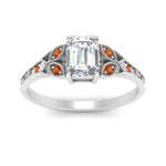 Load image into Gallery viewer, split-band-antique-emerald-cut-orange-sapphire-engagement-ring-in-white-gold-FD9816EMRGSAOR-NL-WG
