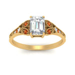 Load image into Gallery viewer, split-band-antique-emerald-cut-orange-sapphire-engagement-ring-in-yellow-gold-FD9816EMRGSAOR-NL-YG
