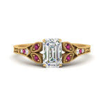 Load image into Gallery viewer, split-band-antique-emerald-cut-pink-sapphire-engagement-ring-in-yellow-gold-FD9816A1-NL-YG
