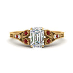 Load image into Gallery viewer, split-band-antique-emerald-cut-ruby-engagement-ring-in-yellow-gold-FD9816EMRGRUDR-NL-YG

