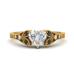 Load image into Gallery viewer, split-band-antique-heart-shaped-black-diamond-engagement-ring-in-yellow-gold-FD9816HTRGBLACK-NL-YG
