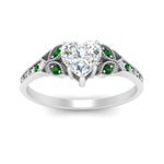 Load image into Gallery viewer, split-band-antique-heart-shaped-emerald-engagement-ring-in-white-gold-FD9816HTRGEMGR-NL-WG

