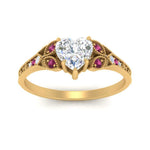 Load image into Gallery viewer, split-band-antique-heart-shaped-pink-sapphire-engagement-ring-in-yellow-gold-FD9816HTRGSADRPI-NL-YG
