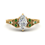 Load image into Gallery viewer, split-band-antique-marquise-cut-emerald-engagement-ring-in-yellow-gold-FD9816MQRGEMGR-NL-YG

