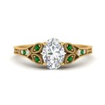 Load image into Gallery viewer, split-band-antique-oval-shaped-emerald-engagement-ring-in-yellow-gold-FD9816OVRGEMGR-NL-YG