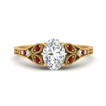 Load image into Gallery viewer, split-band-antique-oval-shaped-ruby-engagement-ring-in-yellow-gold-FD9816OVRGRUDR-NL-YG
