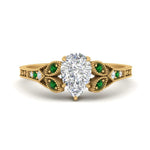 Load image into Gallery viewer, split-band-antique-pear-shaped-emerald-engagement-ring-in-yellow-gold-FD9816PERGEMGR-NL-YG
