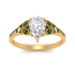 Load image into Gallery viewer, split-band-antique-pear-shaped-emerald-engagement-ring-in-yellow-gold-FD9816PERGEMGR-NL-YG
