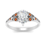 Load image into Gallery viewer, split-band-antique-pear-shaped-orange-sapphire-engagement-ring-in-white-gold-FD9816PERGSAOR-NL-WG
