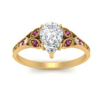 Load image into Gallery viewer, split-band-antique-pear-shaped-pink-sapphire-engagement-ring-in-yellow-gold-FD9816PERGSADRPI-NL-YG
