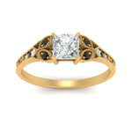 Load image into Gallery viewer, split-band-antique-princess-cut-black-diamond-engagement-ring-in-yellow-gold-FD9816PRRGBLACK-NL-YG
