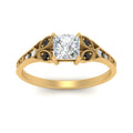 Thumbnail 74 - split-band-antique-princess-cut-black-diamond-engagement-ring-in-yellow-gold-FD9816PRRGBLACK-NL-YG