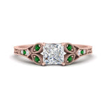 Load image into Gallery viewer, split-band-antique-princess-cut-emerald-engagement-ring-in-rose-gold-FD9816PRRGEMGR-NL-RG
