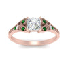 Load image into Gallery viewer, split-band-antique-princess-cut-emerald-engagement-ring-in-rose-gold-FD9816PRRGEMGR-NL-RG