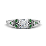 Load image into Gallery viewer, split-band-antique-princess-cut-emerald-engagement-ring-in-white-gold-FD9816PRRGEMGR-NL-WG
