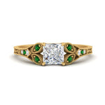 Load image into Gallery viewer, split-band-antique-princess-cut-emerald-engagement-ring-in-yellow-gold-FD9816PRRGEMGR-NL-YG
