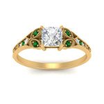 Load image into Gallery viewer, split-band-antique-princess-cut-emerald-engagement-ring-in-yellow-gold-FD9816PRRGEMGR-NL-YG
