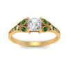 Load image into Gallery viewer, split-band-antique-princess-cut-emerald-engagement-ring-in-yellow-gold-FD9816PRRGEMGR-NL-YG