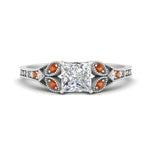 Load image into Gallery viewer, split-band-antique-princess-cut-orange-sapphire-engagement-ring-in-white-gold-FD9816PRRGSAOR-NL-WG
