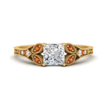 Load image into Gallery viewer, split-band-antique-princess-cut-orange-sapphire-engagement-ring-in-yellow-gold-FD9816PRRGSAOR-NL-YG
