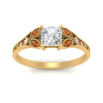 Load image into Gallery viewer, split-band-antique-princess-cut-orange-sapphire-engagement-ring-in-yellow-gold-FD9816PRRGSAOR-NL-YG
